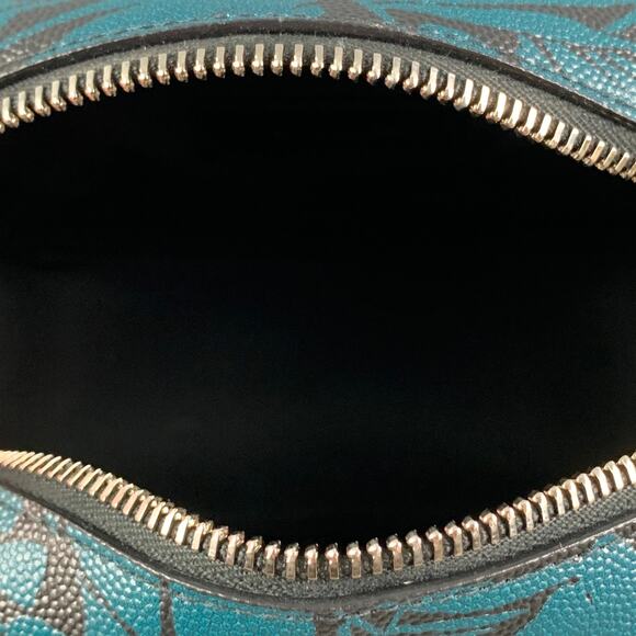 SAINT LAURENT Blue Black Leaves Canvas Toiletry Handbag - Picture 7 of 9